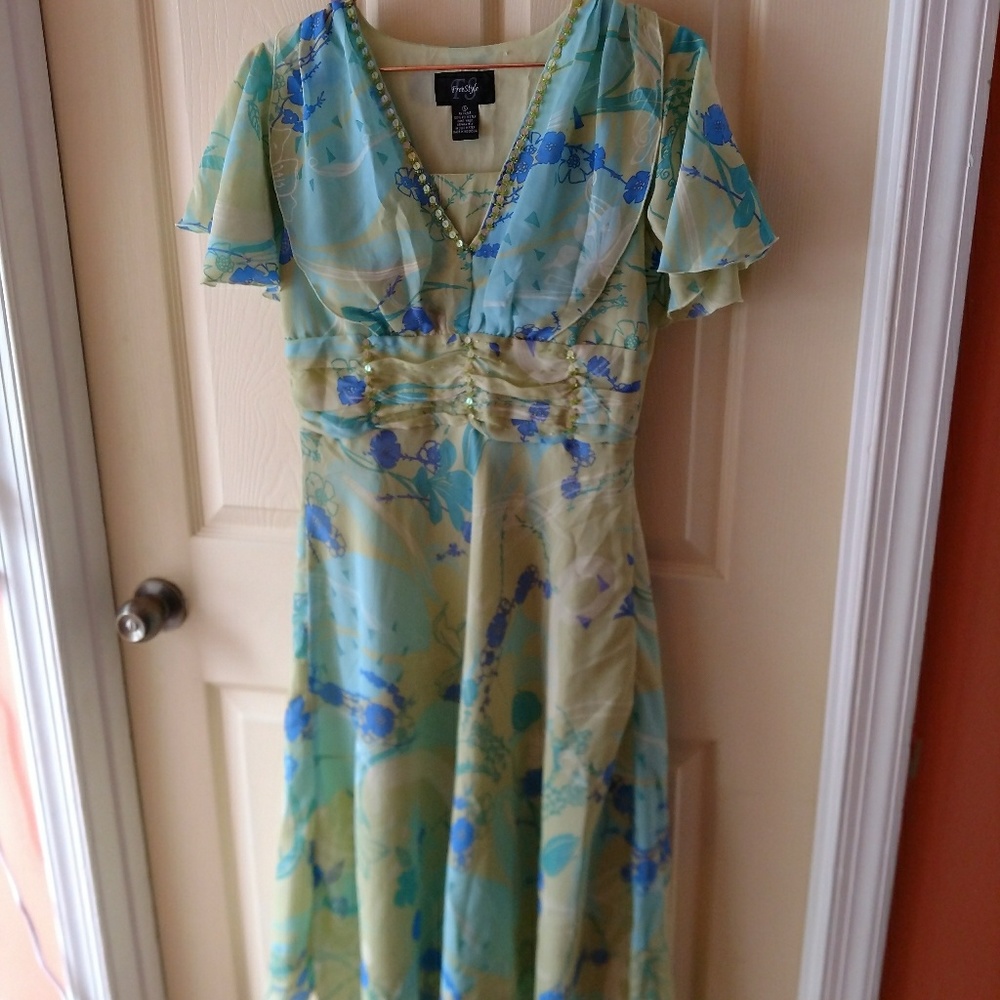 Spring green,aqua &periwinkle 👗by Free Style sz S